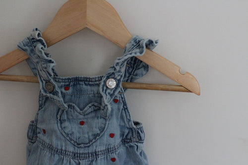 Baby Gap Denim Heart Overalls - size 0-3 months