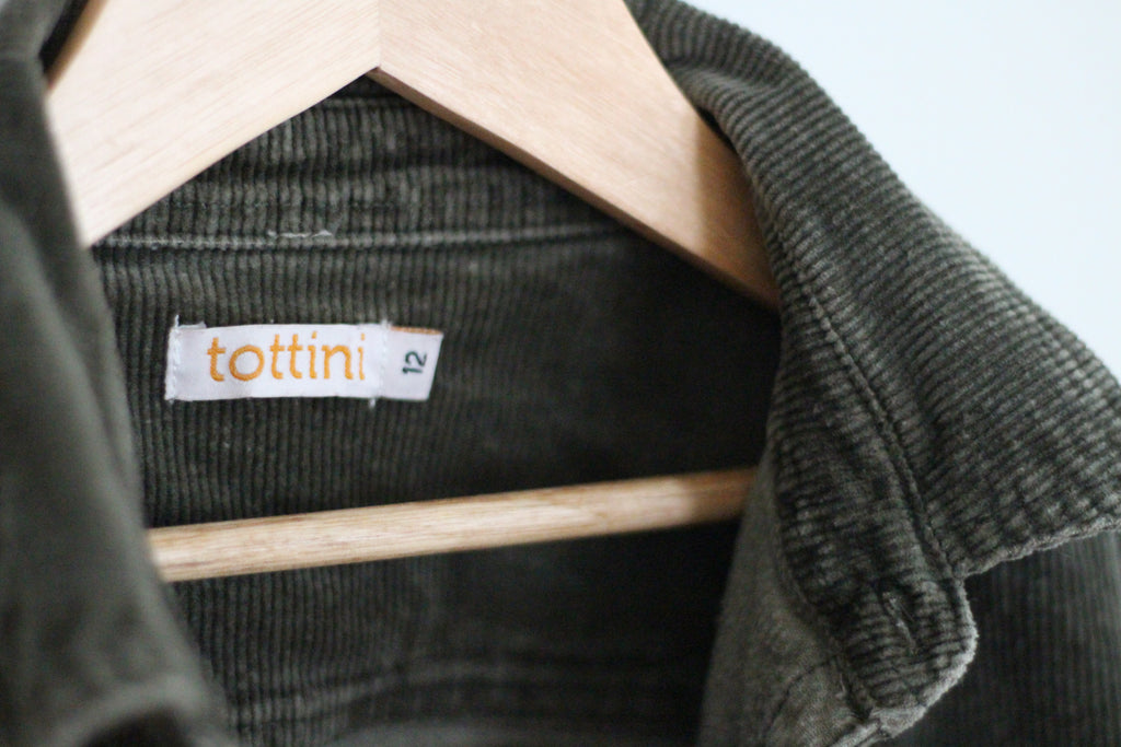 Tottini Olive Green Boys Corduroy Jacket - size 12