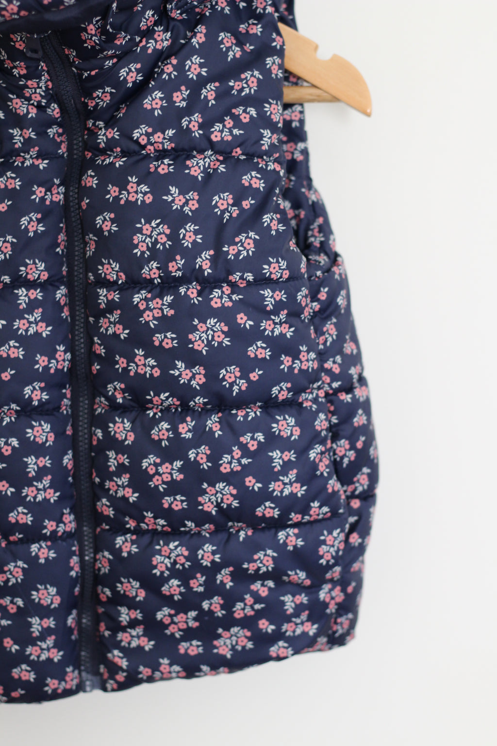H&M Navy Vest with Removable Hood and Florals - size 3 / 4 years