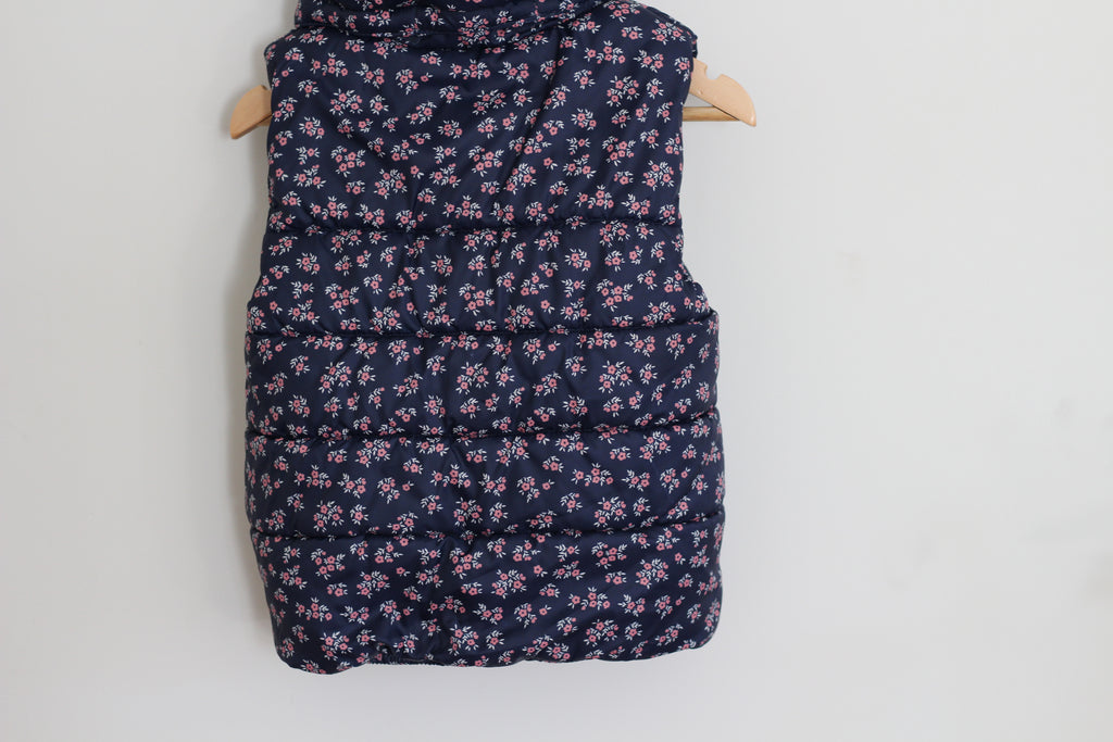 H&M Navy Vest with Removable Hood and Florals - size 3 / 4 years