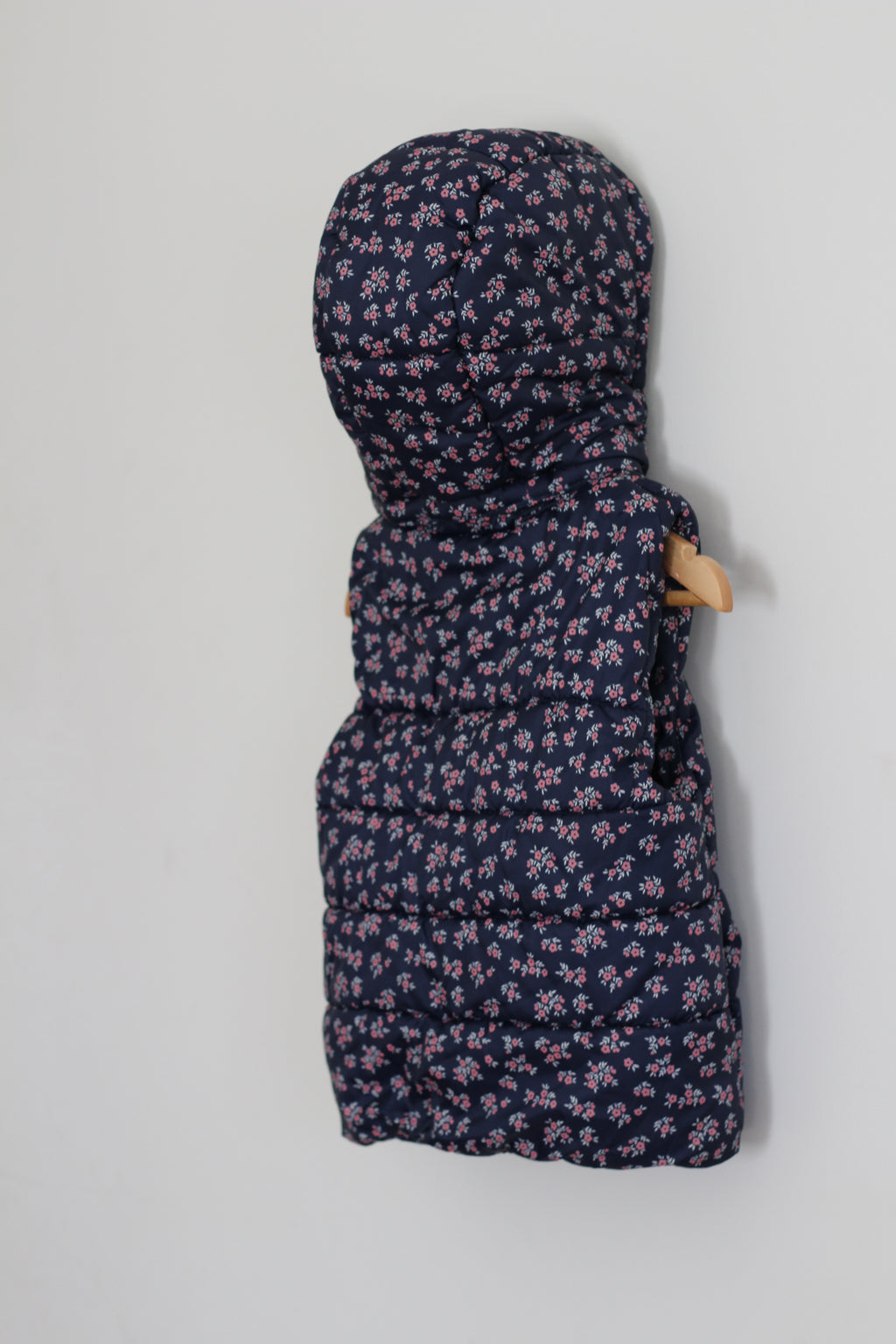 H&M Navy Vest with Removable Hood and Florals - size 3 / 4 years