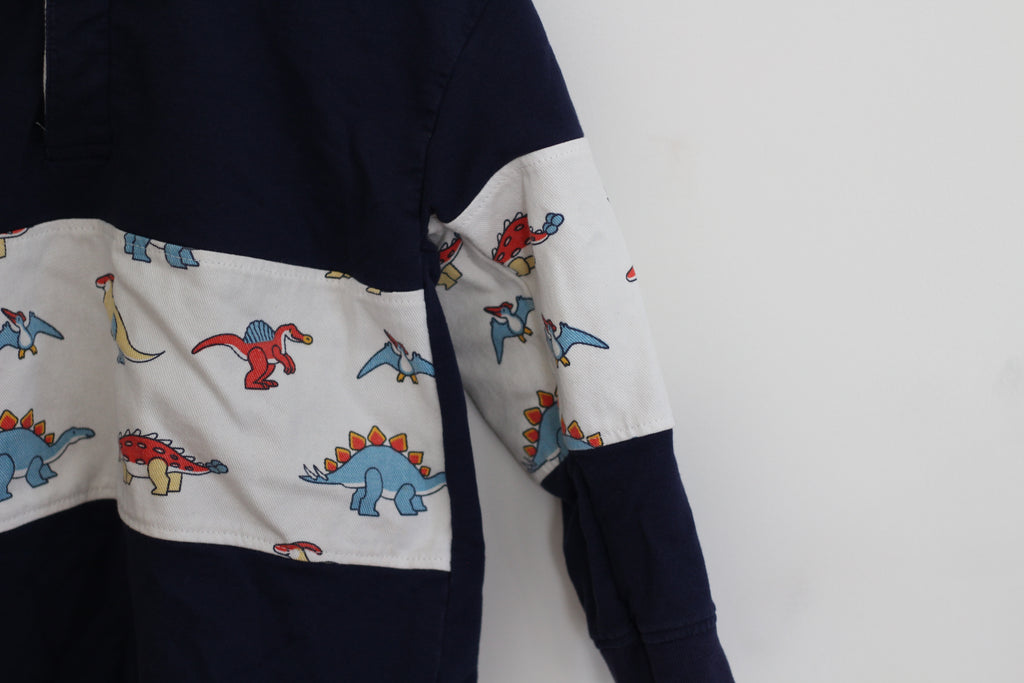 Monica + Andy Organic Cotton Rugby Shirt with Dinosaurs - size 5T