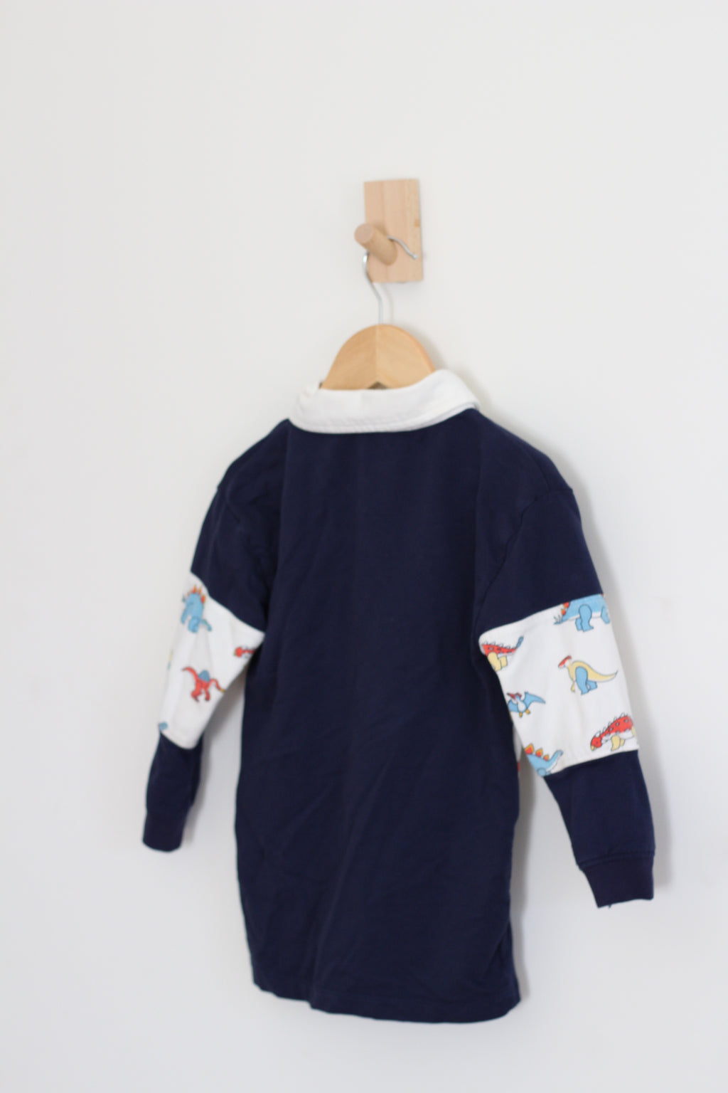 Monica + Andy Organic Cotton Rugby Shirt with Dinosaurs - size 5T