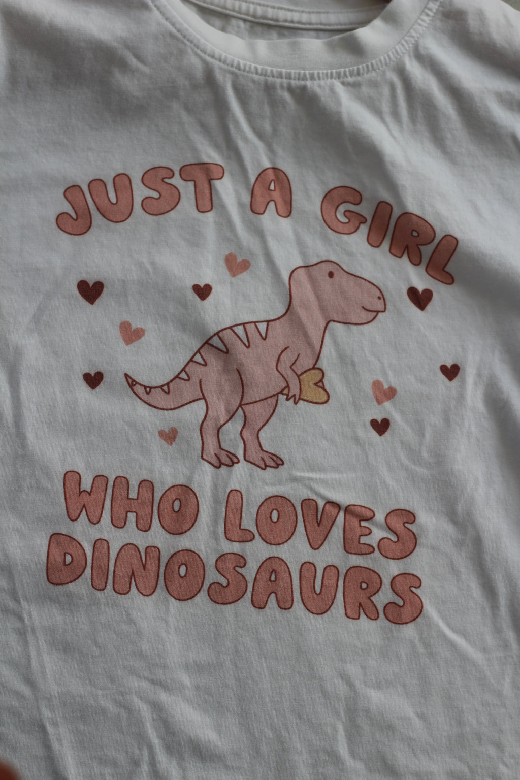Caden Lane "Just A Girl Who Loves Dinosaurs" Organic Cotton Graphic Tee - Size S (6-8)