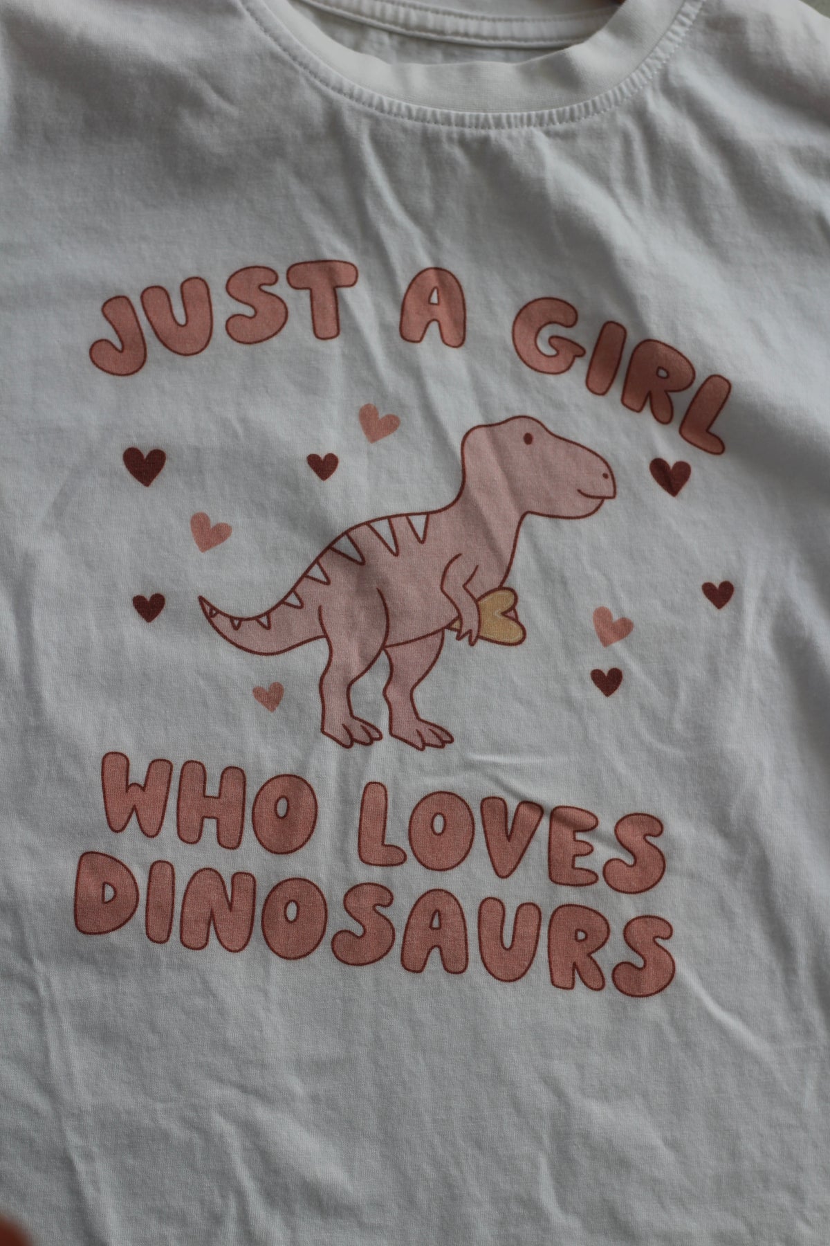 Caden Lane "Just A Girl Who Loves Dinosaurs" Organic Cotton Graphic Tee - Size S (6-8)