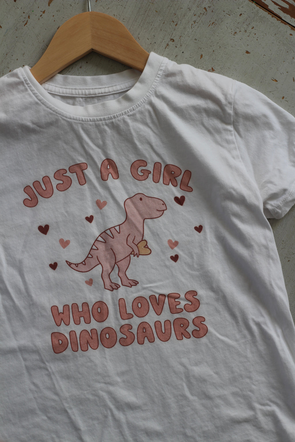 Caden Lane "Just A Girl Who Loves Dinosaurs" Organic Cotton Graphic Tee - Size S (6-8)