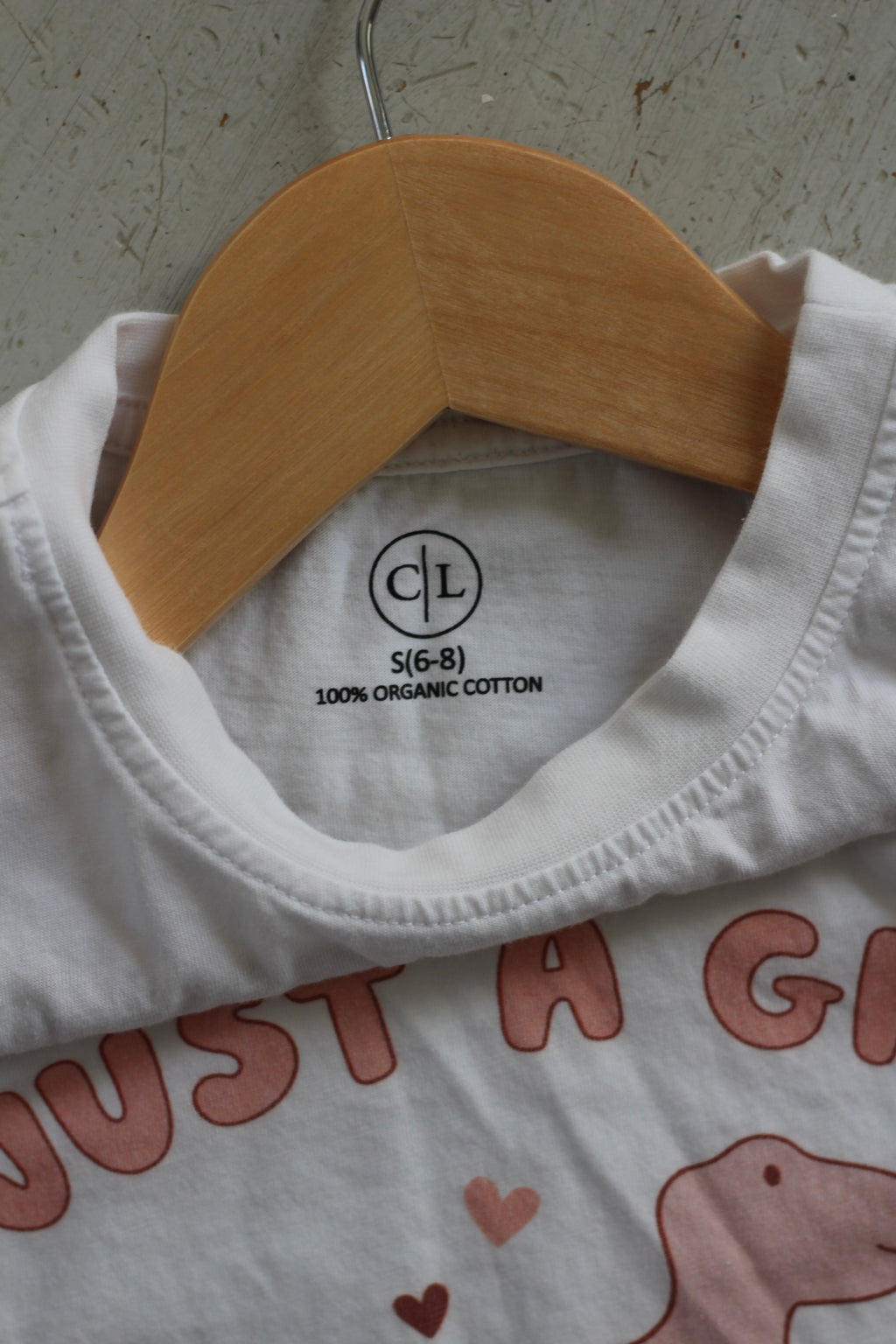 Caden Lane "Just A Girl Who Loves Dinosaurs" Organic Cotton Graphic Tee - Size S (6-8)
