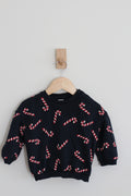 H&M Candy Cane Holiday Sweater in Navy - size 18 months