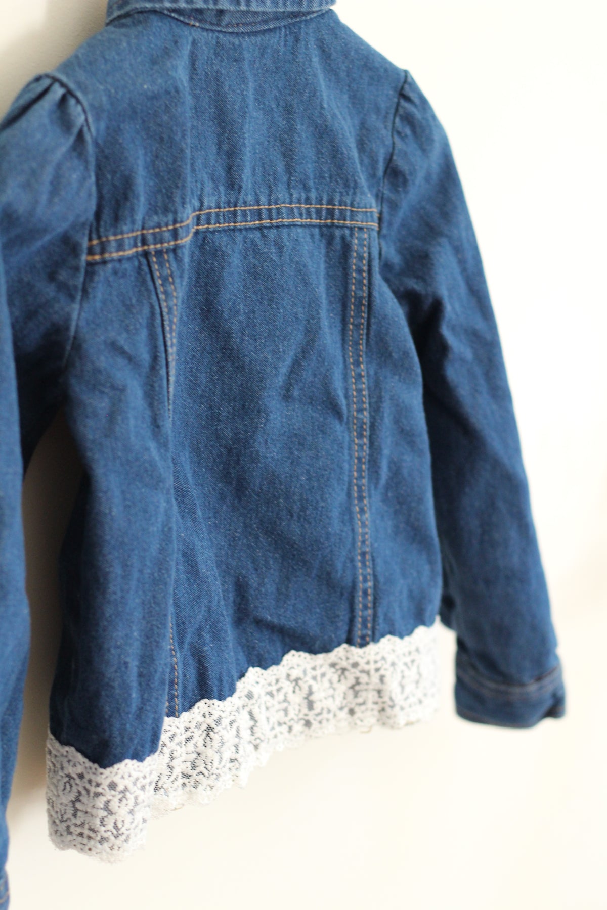 Little Lass Denim Jacket with Embroidered and Lace Details - size 3T