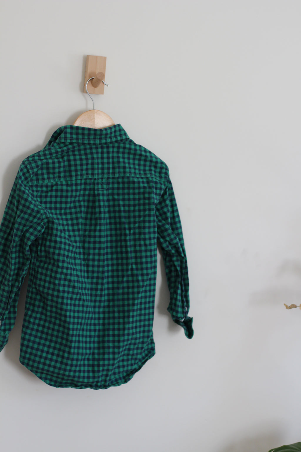 Crewcuts Boys' Green Gingham Button-Down Shirt -  size 6 / 7