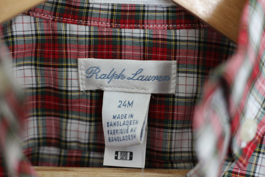 NWT Ralph Lauren Holiday Plaid Shirt - size 24 months