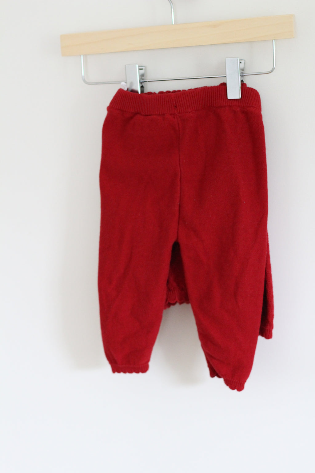 H&M Red Knit Cardigan with Scalloped, Ruffle Collar and Fine-Knit Pants - size 6 months