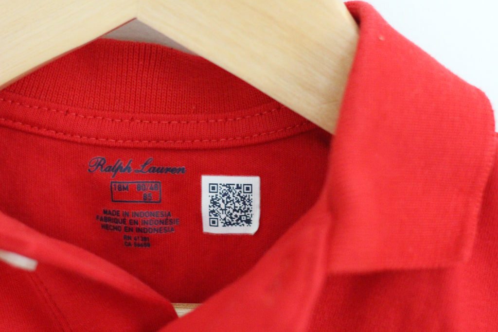 Ralph Lauren Soft Cotton Long-Sleeve Polo Bodysuit - size 18 months