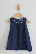 GOTS Certified Monica + Andy Chambray Dress with Flower Embroidery - size 3T