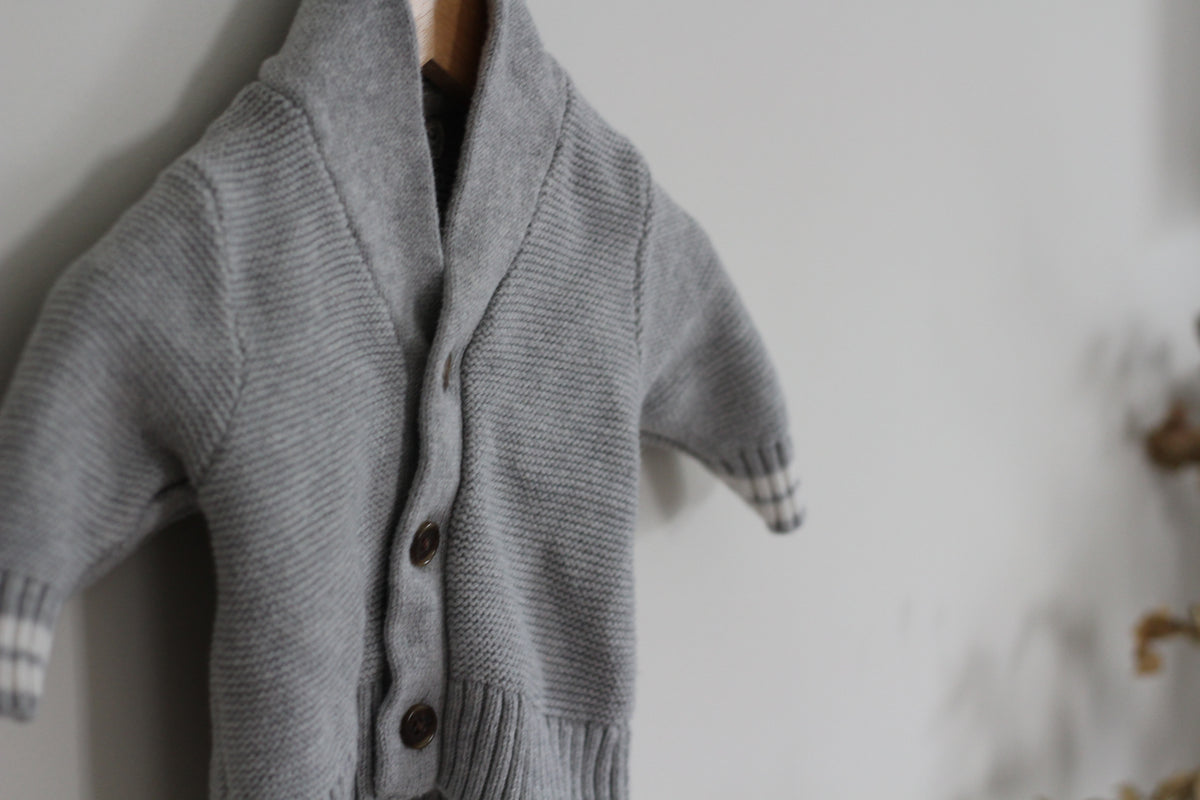 Hope & Henry Grey Knitted Cardigan - size 3 months
