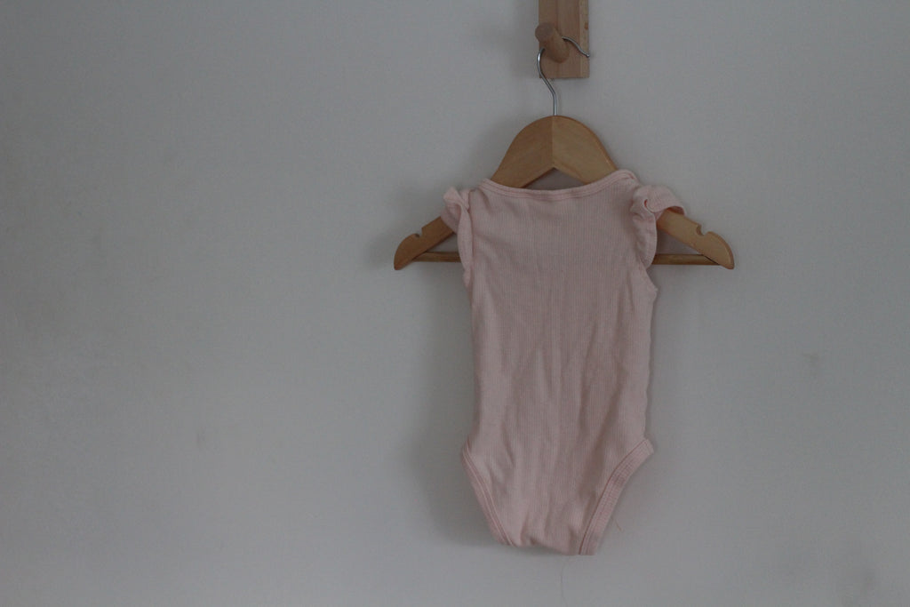 Emily + Oliver Light Pink Heart Ribbed Bodysuit - 3-6 months