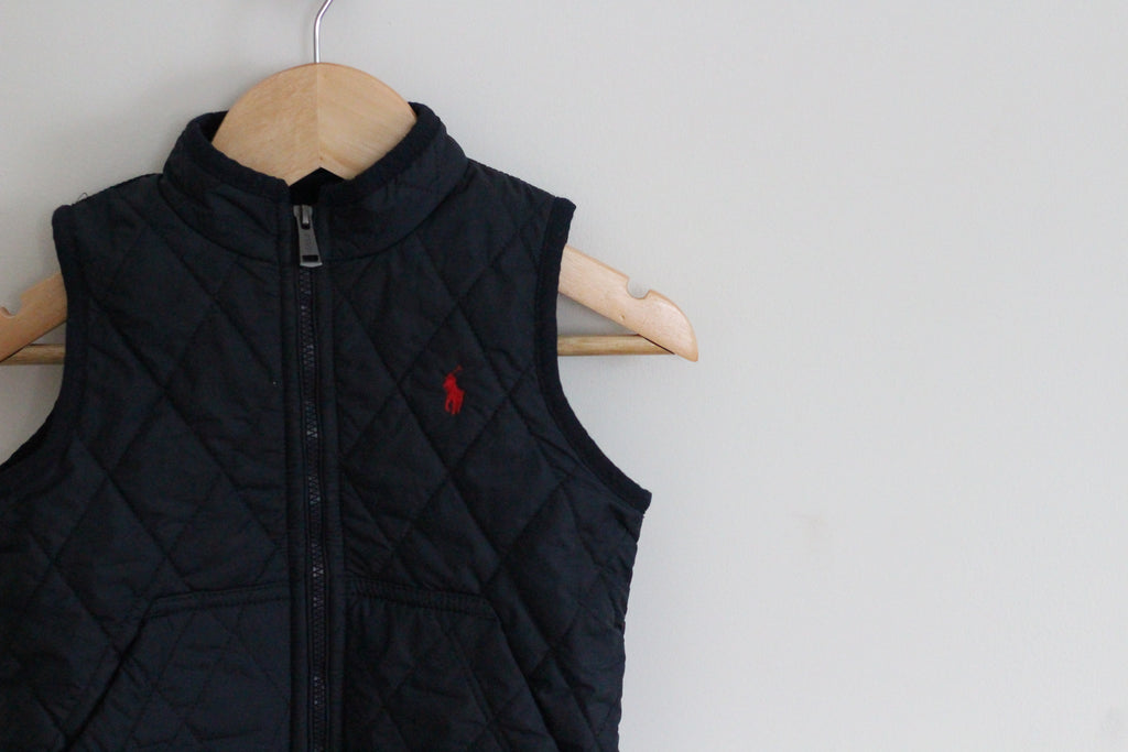 Polo Ralph Lauren Dark Navy Toddler Fleece Lined Quilted Vest - size 12 months