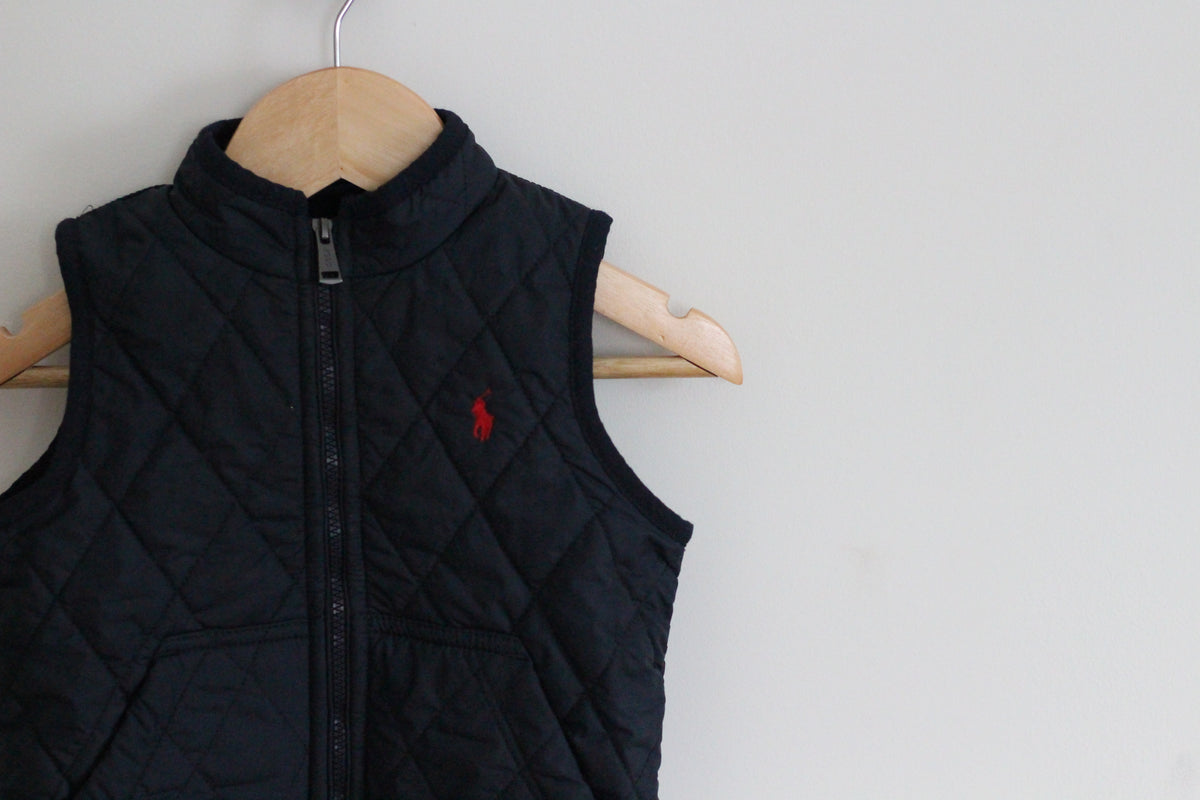 Polo Ralph Lauren Dark Navy Toddler Fleece Lined Quilted Vest - size 12 months