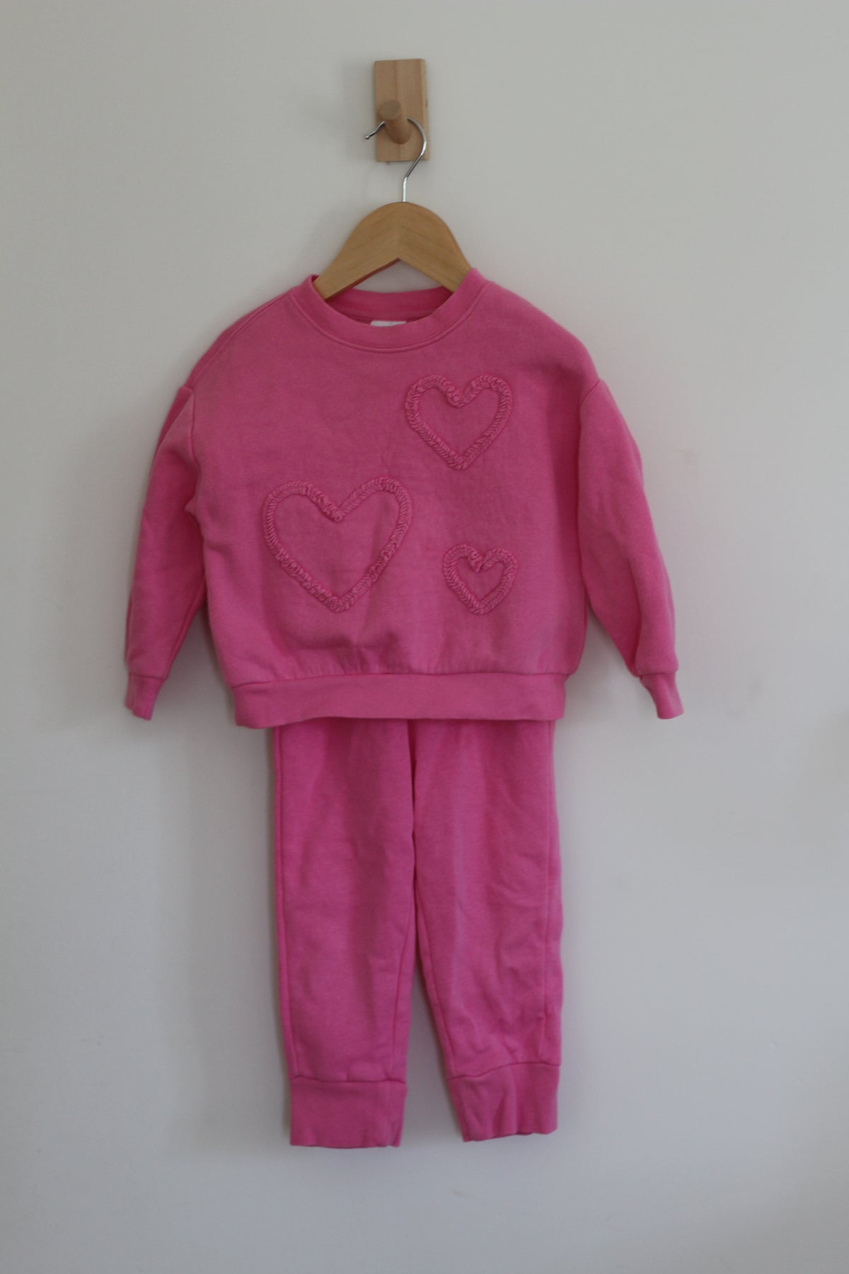 Baby Gap Pink Heart Sweater + Jogger Set - size 2t