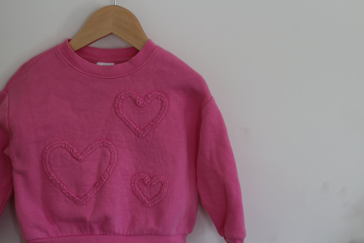 Baby Gap Pink Heart Sweater + Jogger Set - size 2t
