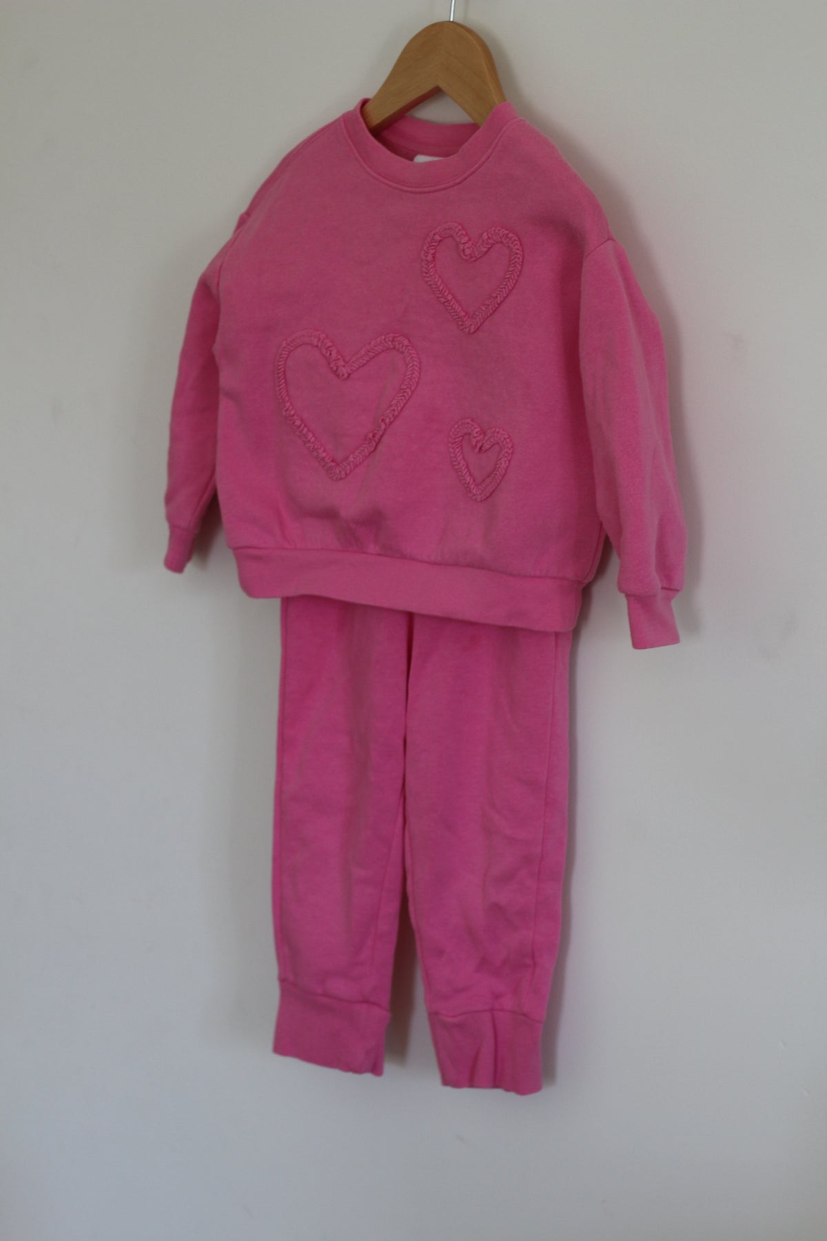 Baby Gap Pink Heart Sweater + Jogger Set - size 2t