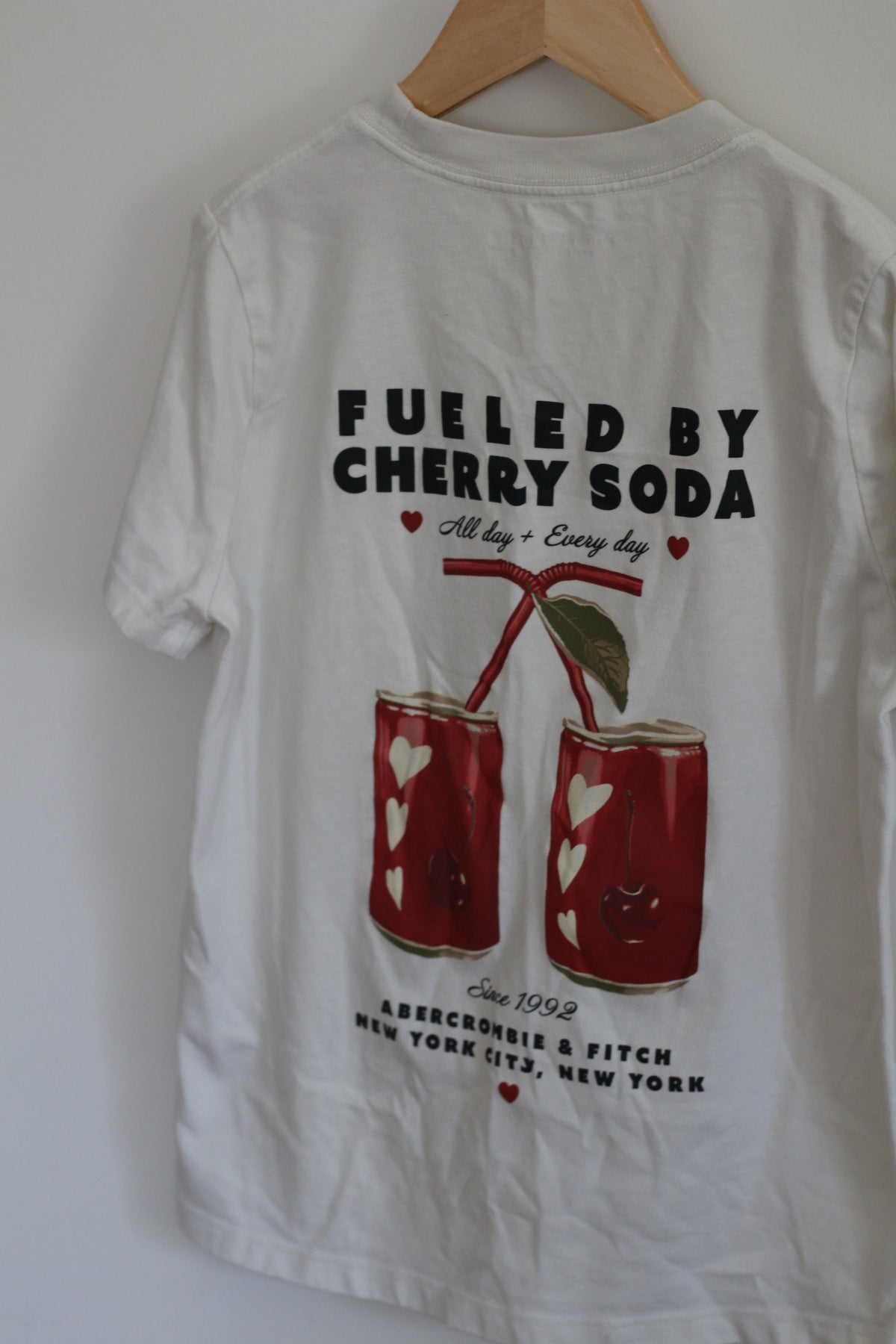Abercrombie Kids "Fueled by Cherry Soda" Oversized Graphic Tee - size 9 / 10