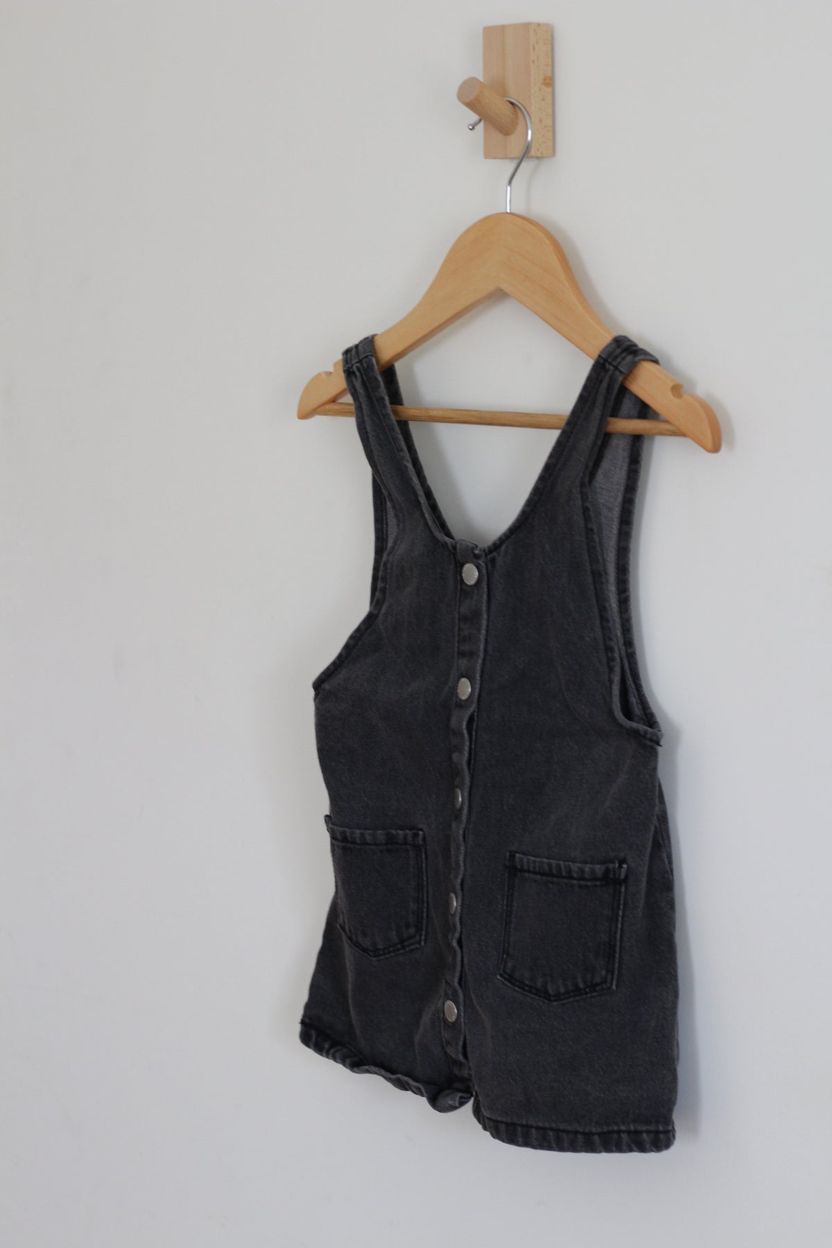 Zara Washed Finished Black Denim Snap Front Jumper Dress - size 2t - 3t