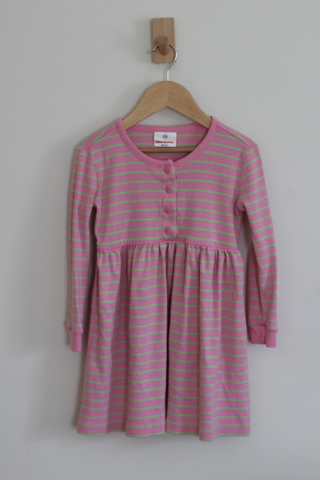 Hannah Anderson Long Sleeve Ribbed Henley Dress - size 110 or size 5