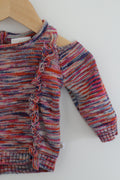 Rosie Pope Cold Shoulder Ruffle Knit Sweater - size 3 - 6 months