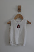 Vintage B.T. Kids Sweater Vest with Embroidered Flower and Scalloped Edging - size 3t