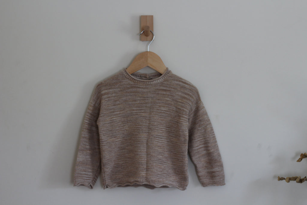 H&M Textured Knit-Cotton Sweater with Scalloped Edging - size - 2t