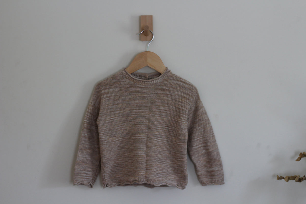 H&M Textured Knit-Cotton Sweater with Scalloped Edging - size - 2t