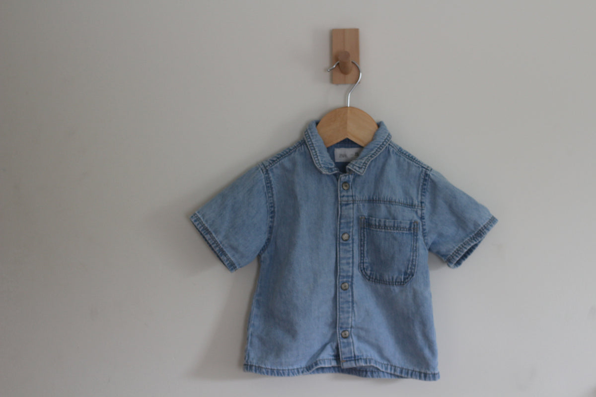 Zara Short Sleeve Denim Shirt - size 1 1/2