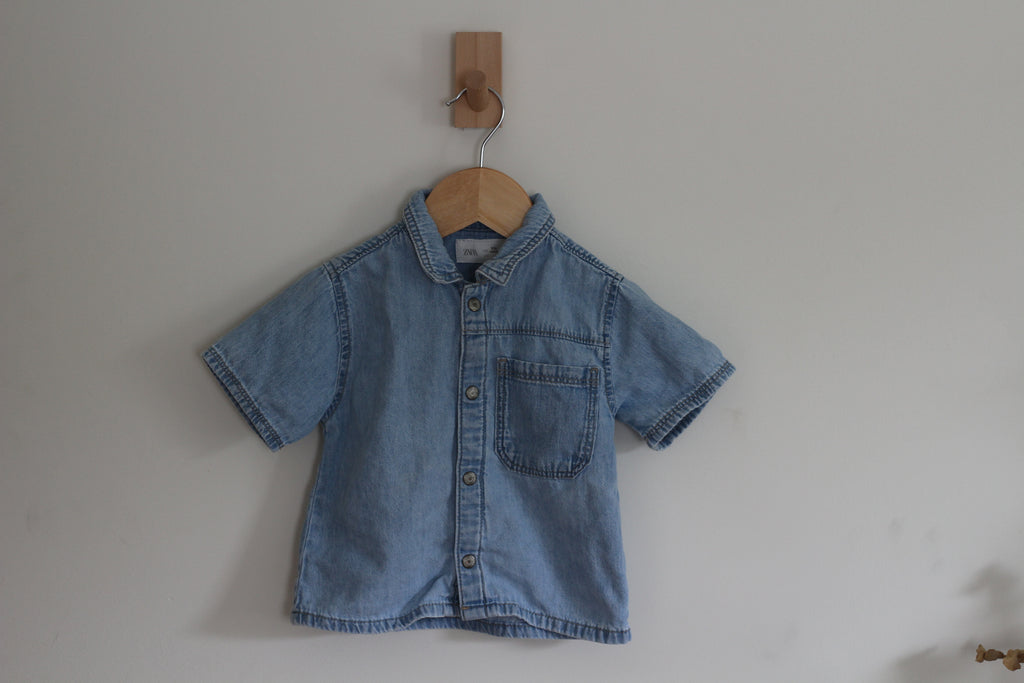 Zara Short Sleeve Denim Shirt - size 1 1/2