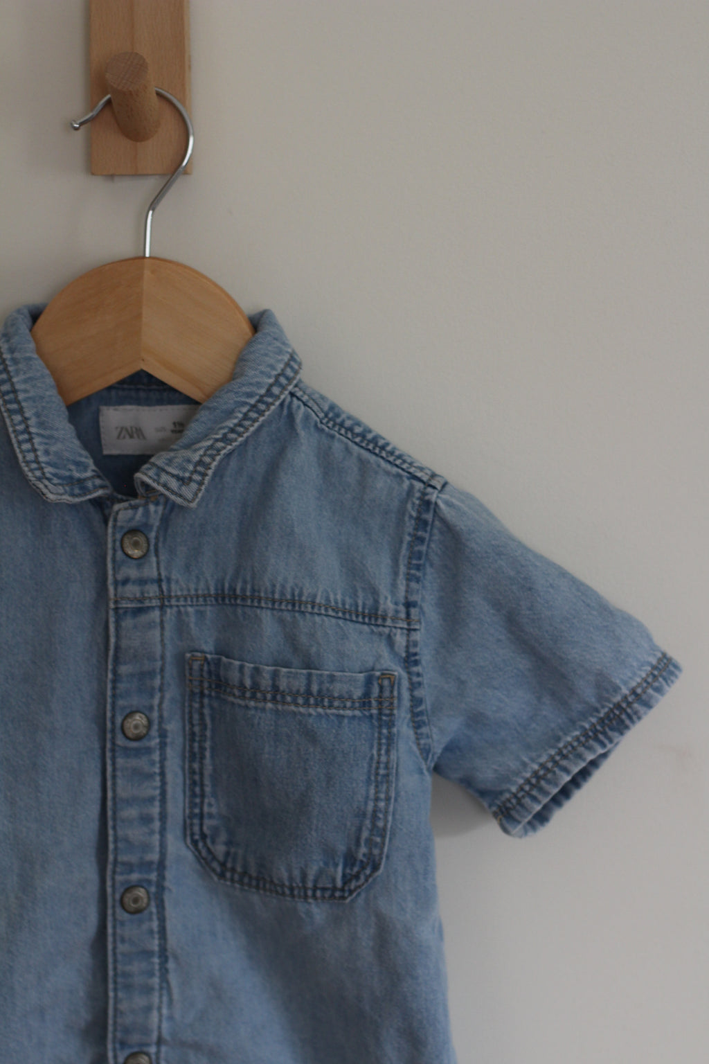 Zara Short Sleeve Denim Shirt - size 1 1/2