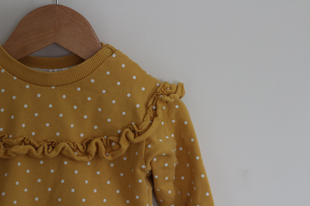 H&M Ruffle Polka Dot Sweatshirt - size 12 months