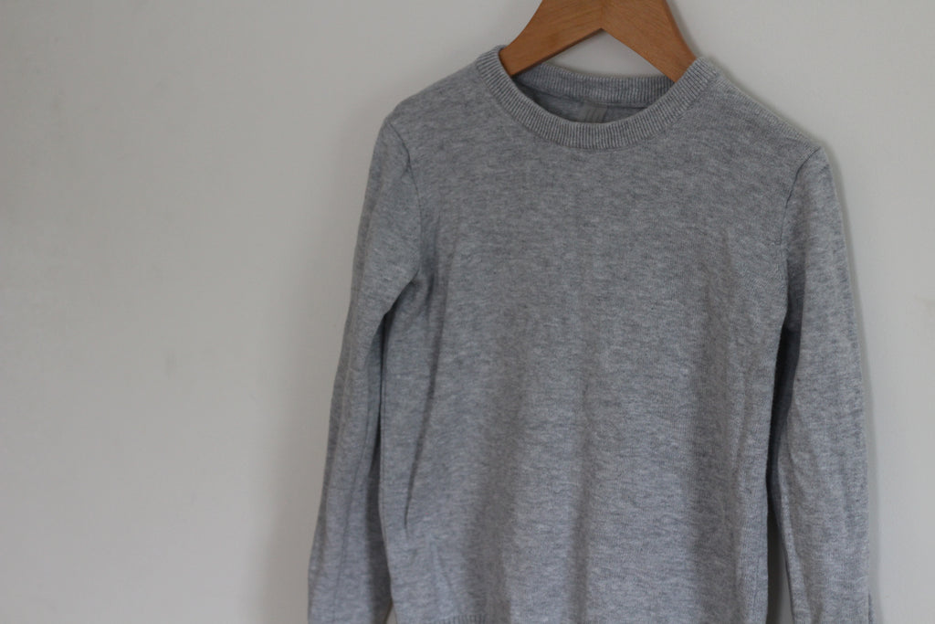 Primary Kids Classic Crewneck Sweater in Grey - size 6 - 7