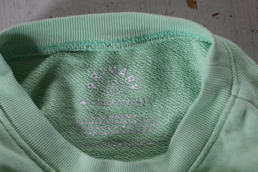 Primary Kids French Terry Sweatshirt with Embroidered Heart in Mint- size 5