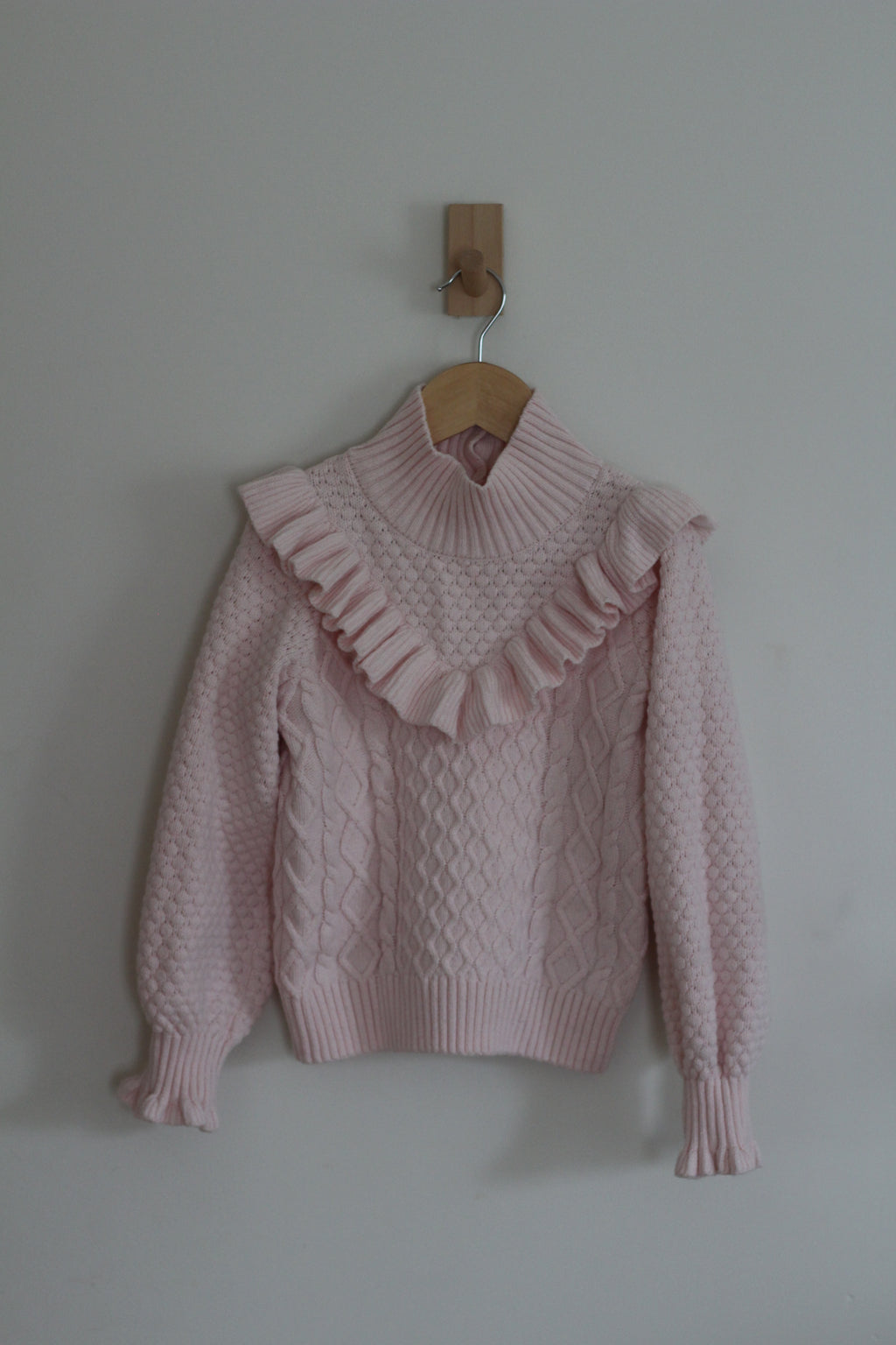 Janie + Jack Pink Cable Knit Ruffle Sweater - size 7