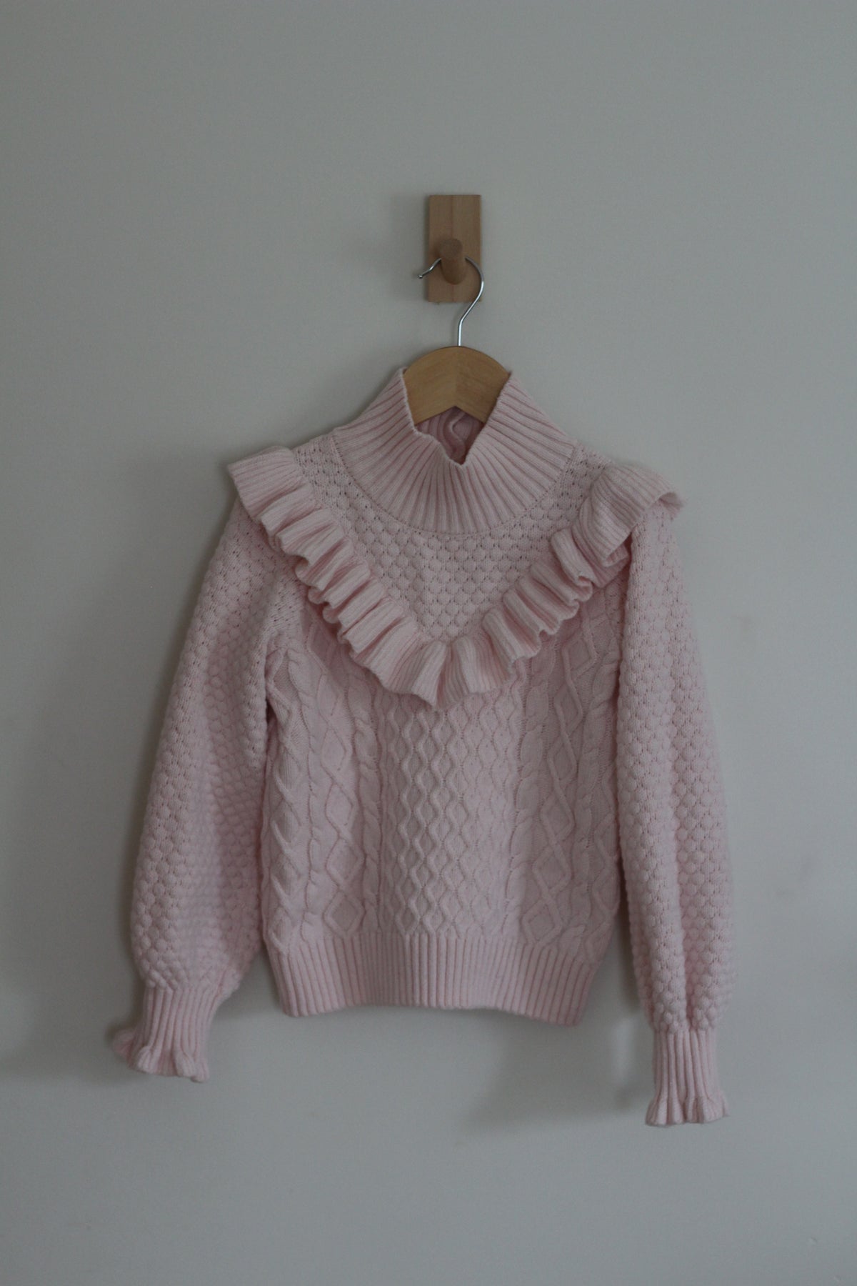 Janie + Jack Pink Cable Knit Ruffle Sweater - size 7