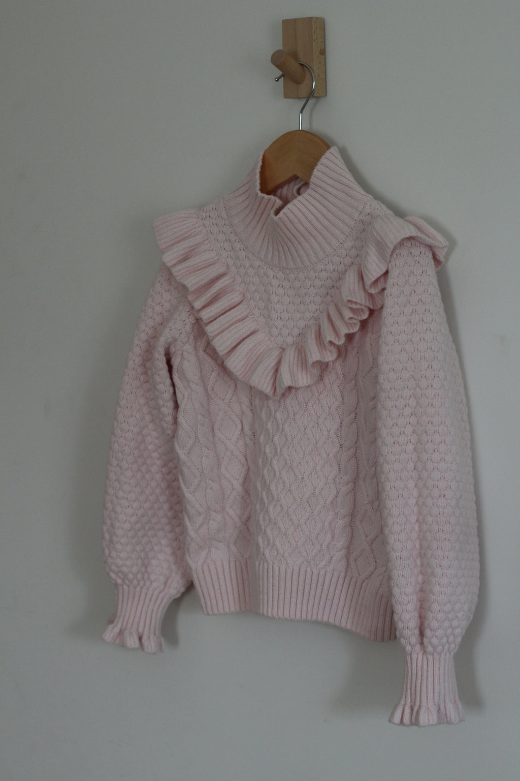 Janie + Jack Pink Cable Knit Ruffle Sweater - size 7