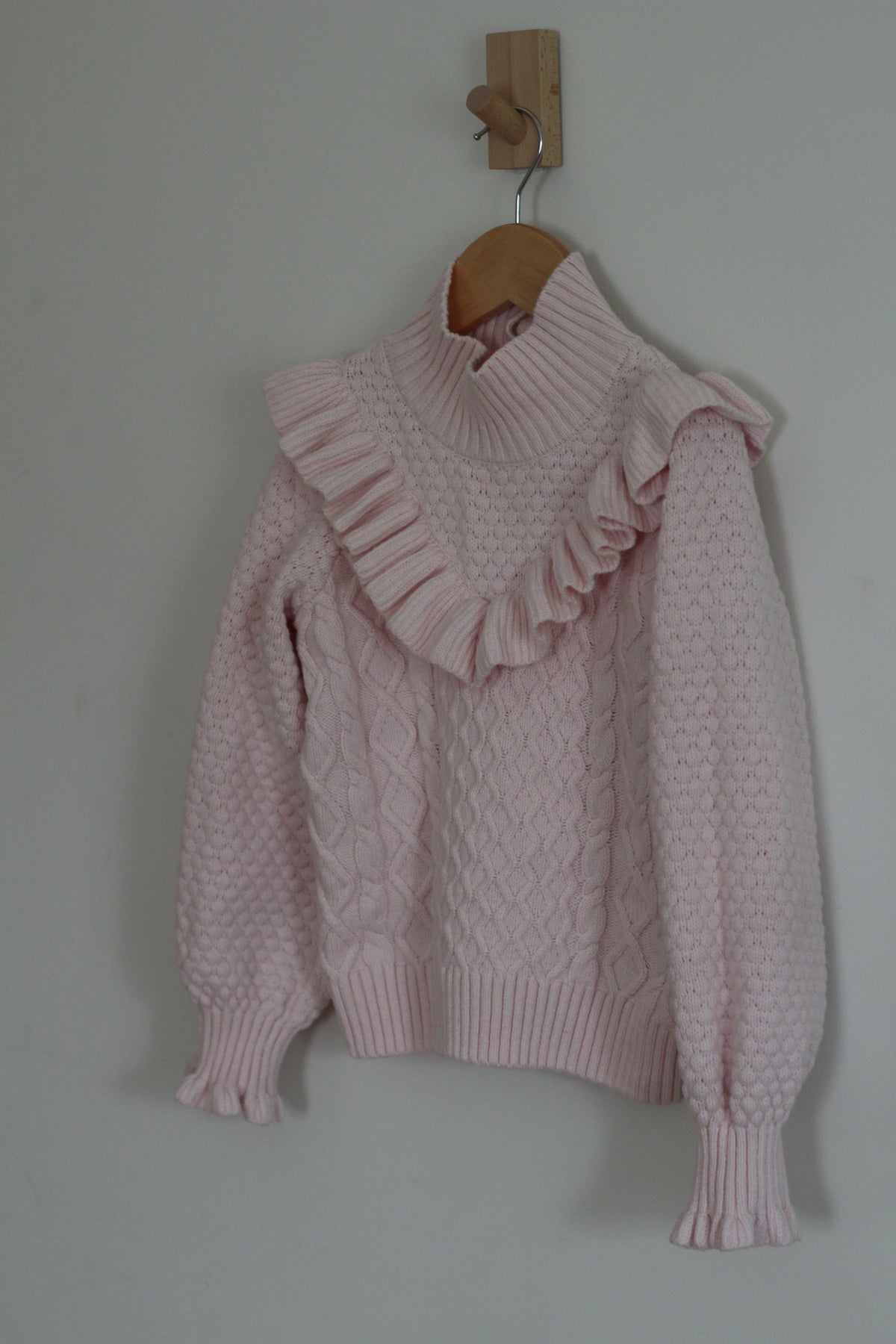 Janie + Jack Pink Cable Knit Ruffle Sweater - size 7