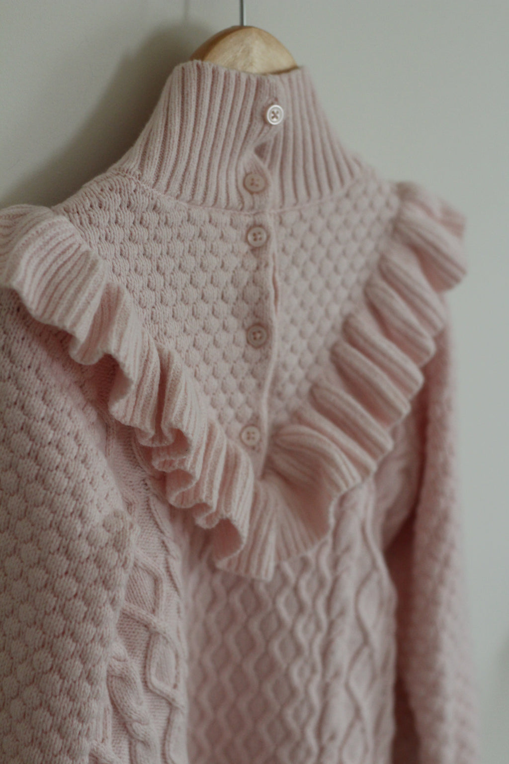 Janie + Jack Pink Cable Knit Ruffle Sweater - size 7