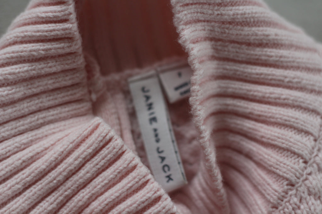 Janie + Jack Pink Cable Knit Ruffle Sweater - size 7