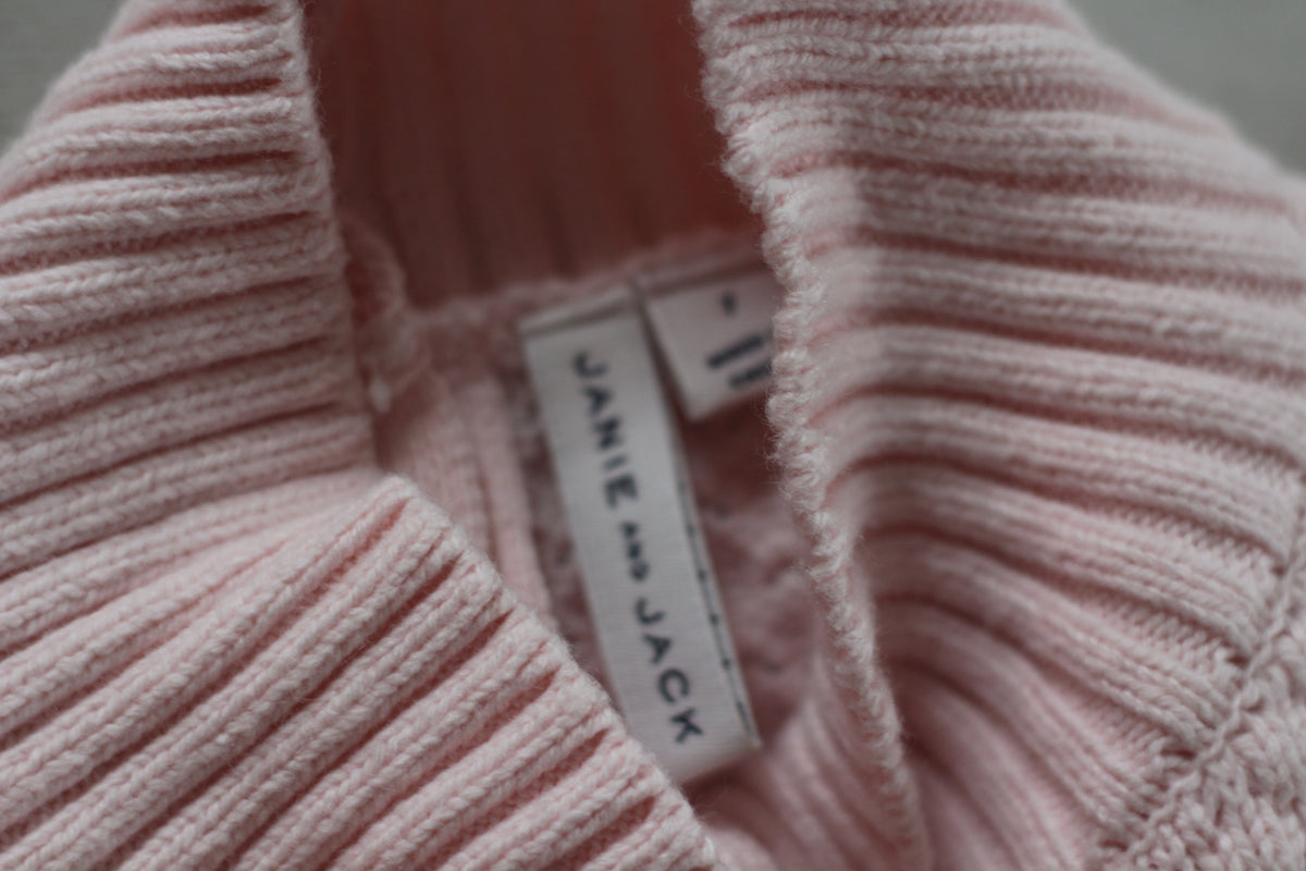 Janie + Jack Pink Cable Knit Ruffle Sweater - size 7