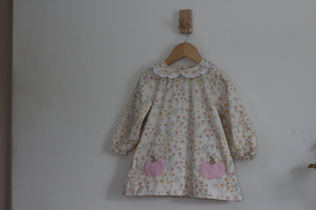 Lillie + Lilah Cotton Floral and Pumpkin Dress - size 4t