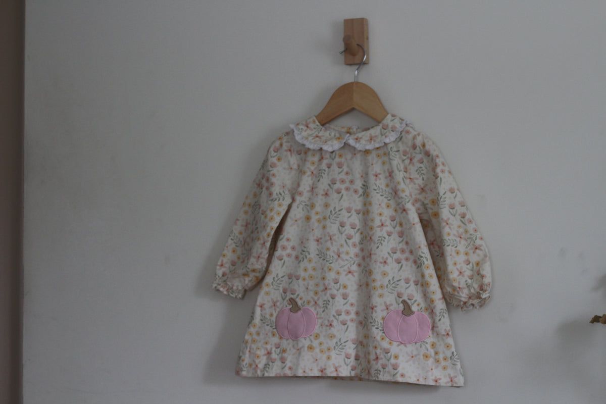 Lillie + Lilah Cotton Floral and Pumpkin Dress - size 4t