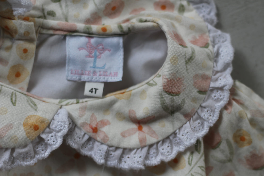 Lillie + Lilah Cotton Floral and Pumpkin Dress - size 4t
