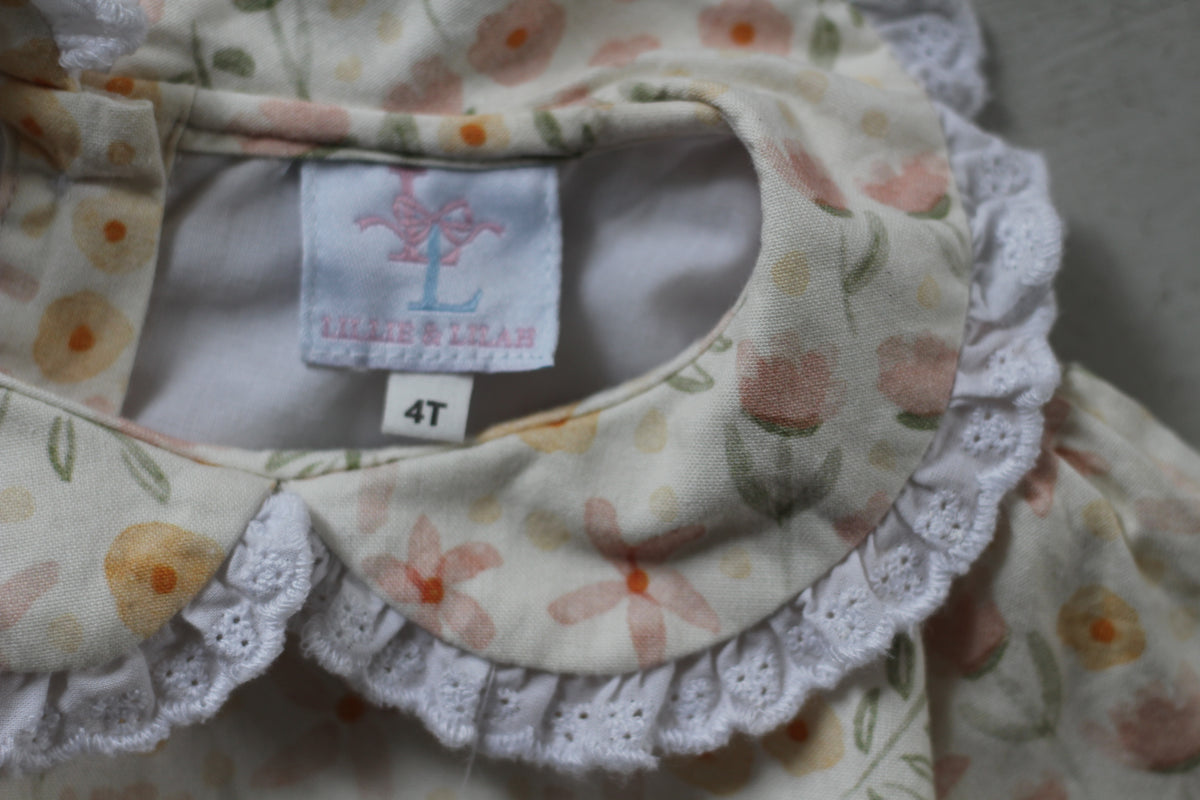 Lillie + Lilah Cotton Floral and Pumpkin Dress - size 4t