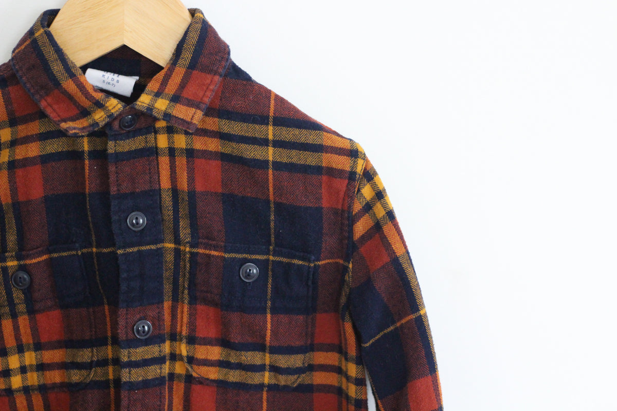 Gap Kids Harvest Plaid Flannel Shirt - size small, 6 - 7